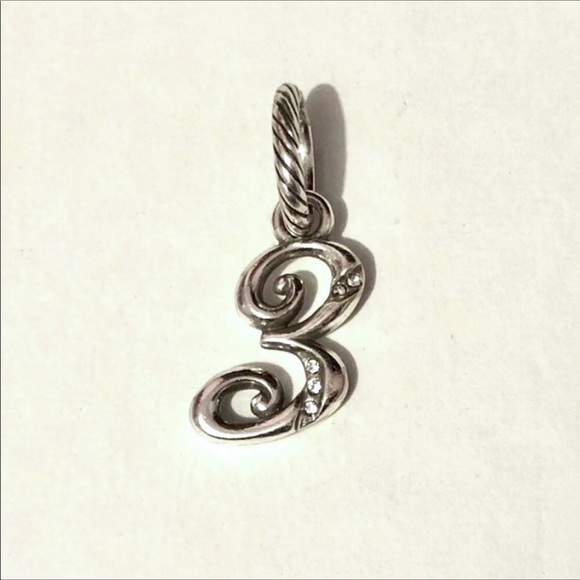 🆕 Brighton Number Three #3 silver charm with crystals Retired style NWOT - Picture 1 of 4